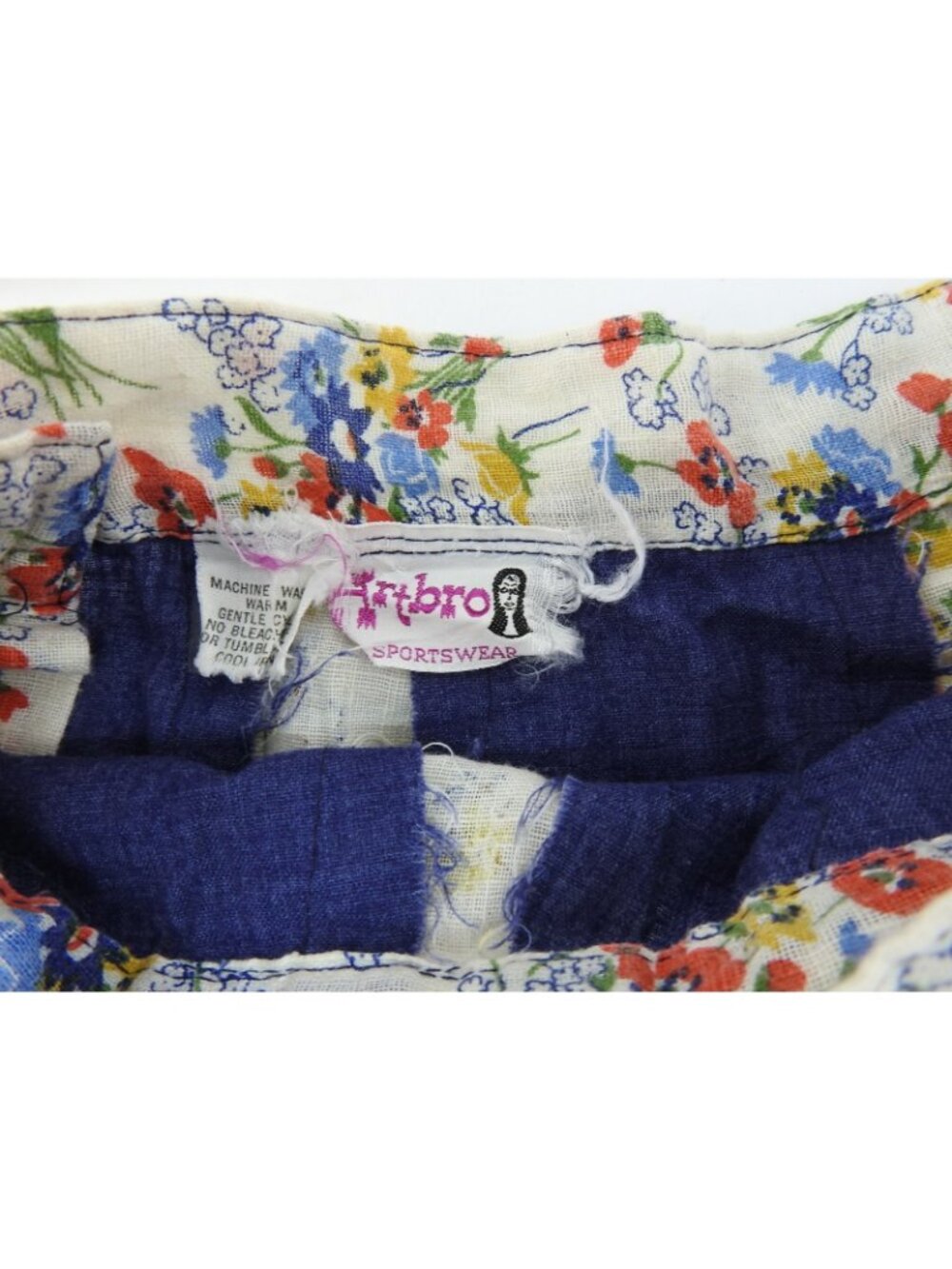 Vintage Women's ArtBro Size 9 Patchwork Dress Skirt Set Floral Denim 70s LS - Picture 9 of 16